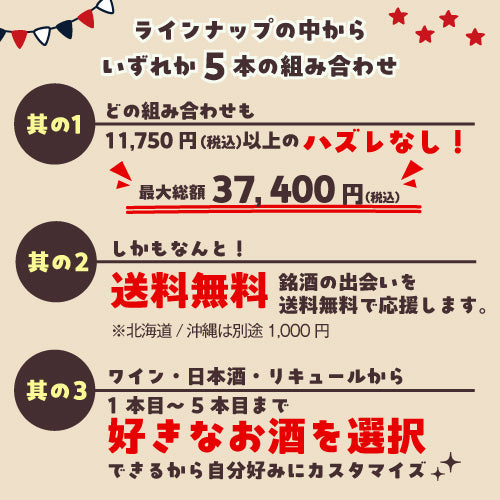 【20％OFF】お酒の福袋 酒ハント5本入 11,000円→8,800円 送料無料